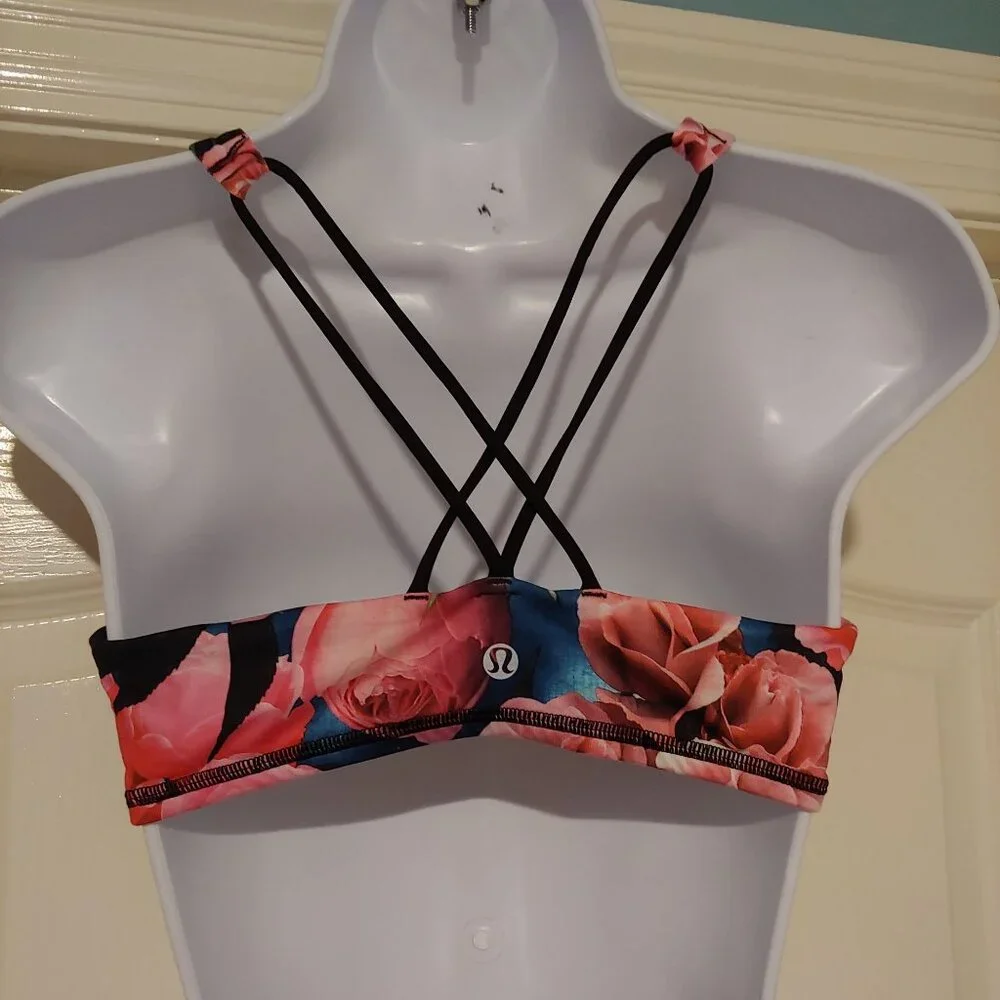Lululemon Energy Bra Secret Garden Floral Multi Print Crisscross Back Sports Bra - Picture 5 of 7